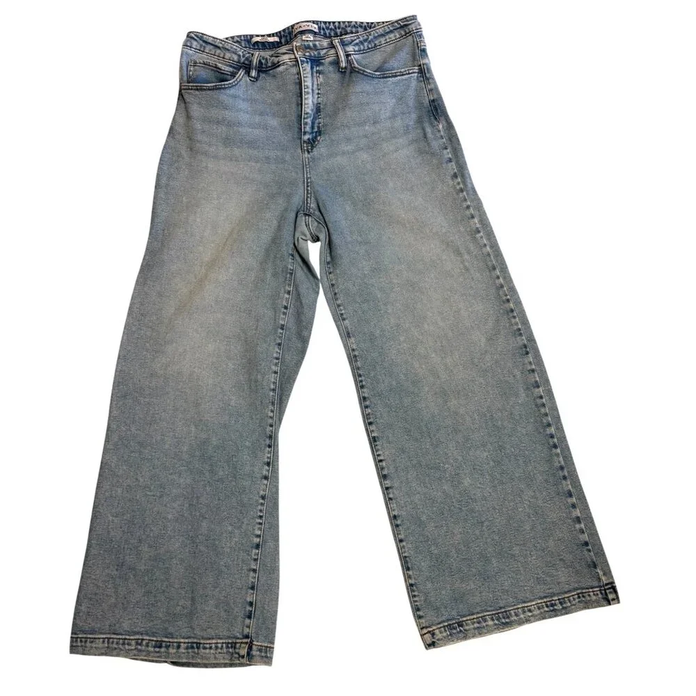 Ava & Viv Wide Leg Lighter Wash Denim Jeans Size 16 Womens Relaxed Fit Stretch - Picture 1 of 14